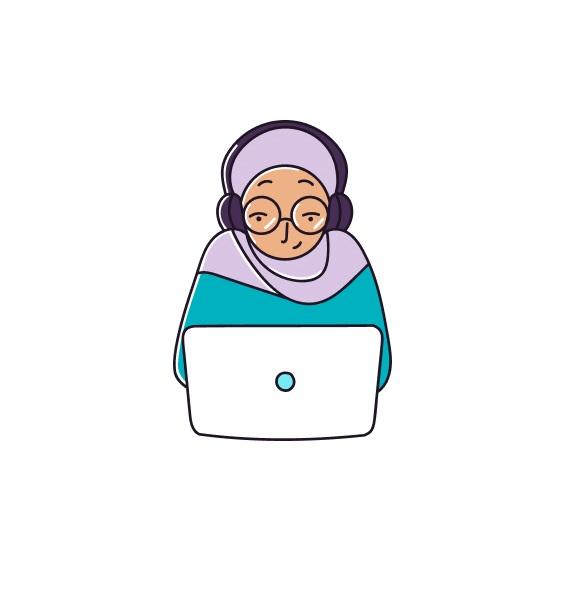 Une fille travaille sur son ordinateur