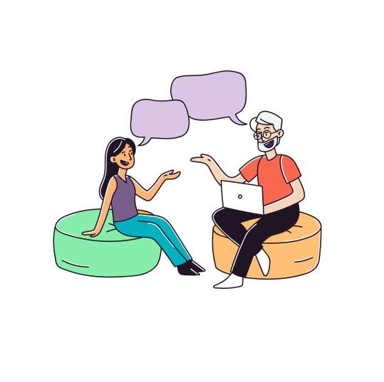 Deux personnes en train de discuter