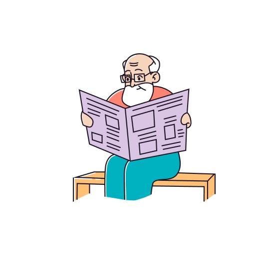 Une personne âgée lit son journal