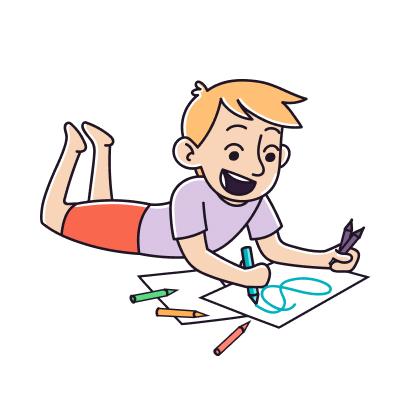 Un petit garçon qui dessine